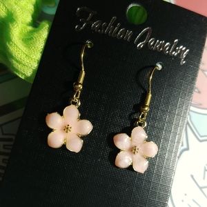 BOGO Pink enameled flower earrings